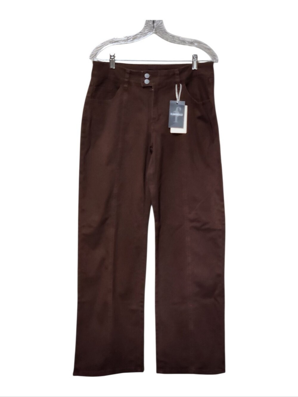 NEW Flamingals Wide Leg Mid Waist Stretchy Brown Pants Large